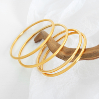 Simple Round Women's Stainless Steel Bracelet Rose Gold Color Silver 5 Sizes High Quality Gold-plated Bangle Jewelry Wholesale