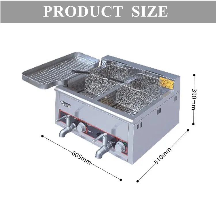 High Quality CE ISO9001 Certified Commercial Gas Fryer Machine Stainless Steel 160-230C Temperature Range 1 Year Warranty For