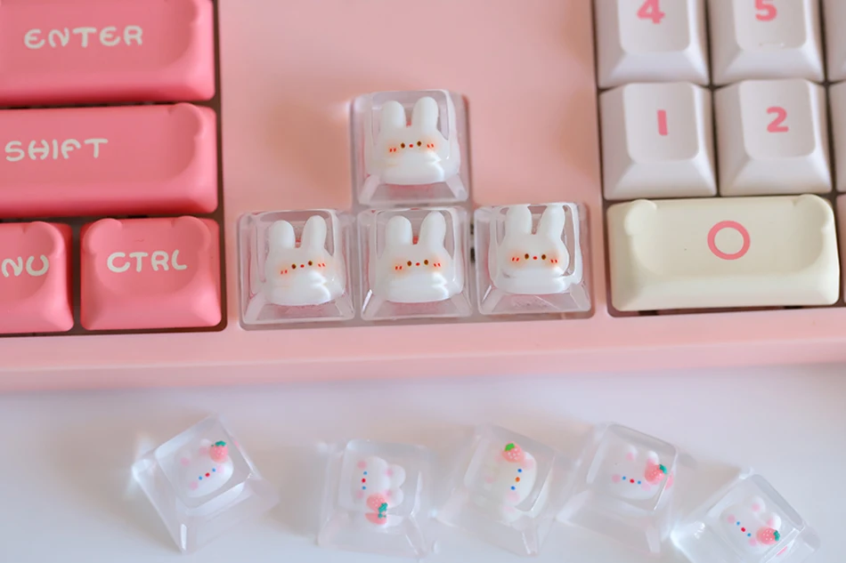 4 قطعة/المجموعة الخلفية أرنب كيكابس الراتنج شخصية الإبداعية ل عبر محور الميكانيكية لوحة المفاتيح قبعات رائعتين الكرتون فتاة هدية