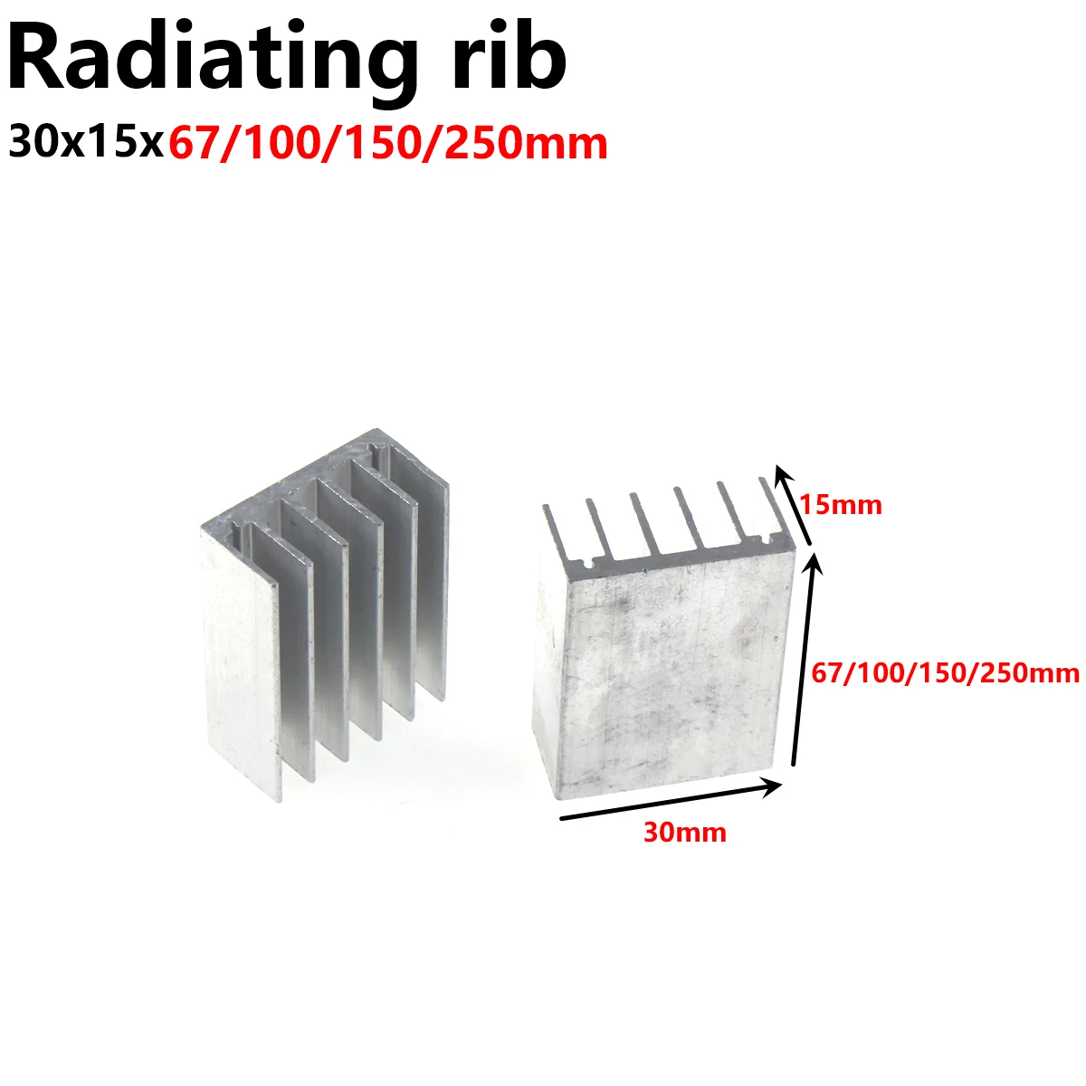 

5Pcs 30X15X67/100/150/250MM aluminum radiator U-TO-220 for transistors, TO220 for aluminum, TO220 for radiators