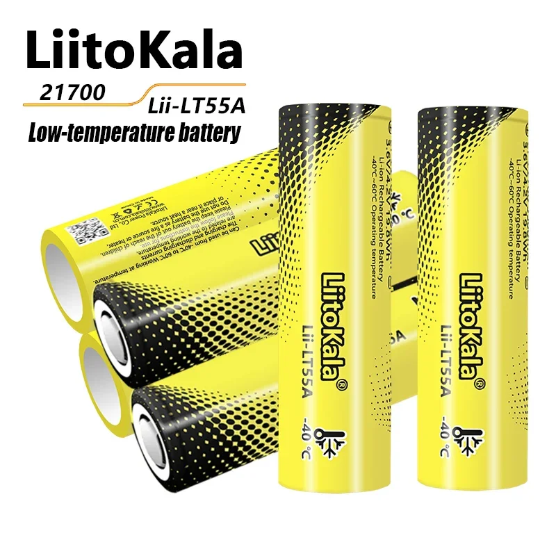 6PCS LiitoKala Lii-LT55A 21700 5500mah 3.7V Rechargeable Battery 1C High Power Discharge for -40° Low-temperature battery