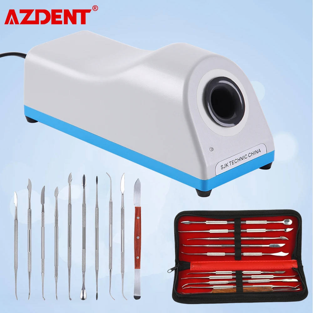 AZDENT Dental Wax Carving Knife Heater Infrared Electronic Sensor and 10pcs Stainless Steel Dental Sculpture Knife Set