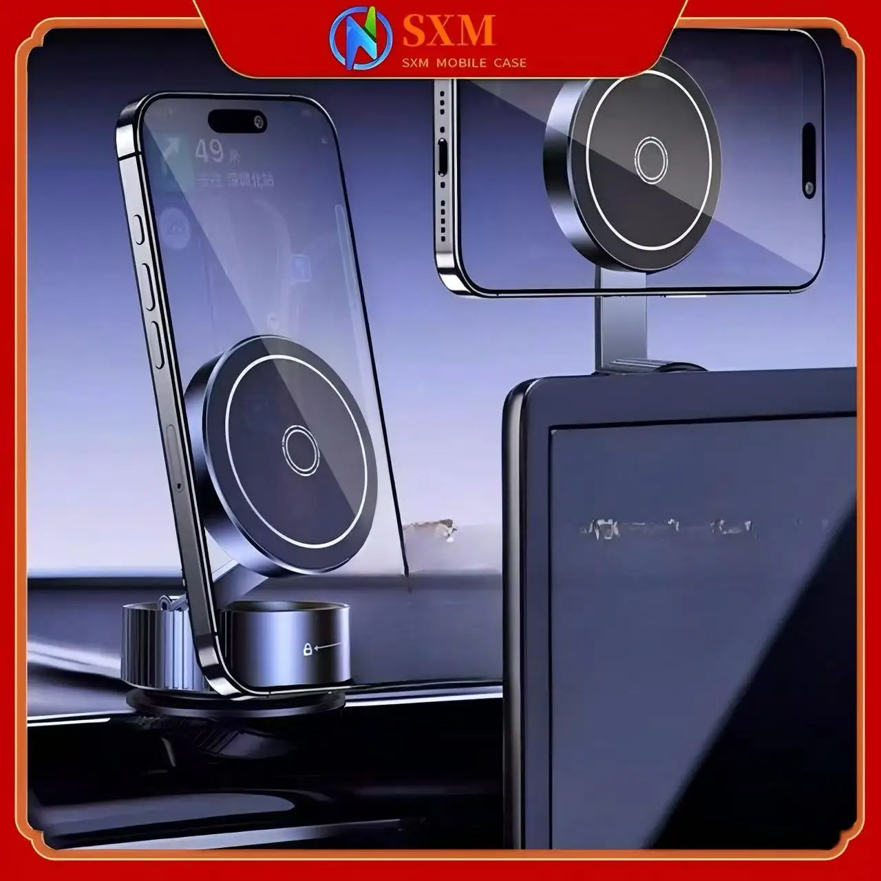 

Vacuum adsorption magnetic car mobile phone holder navigation bracket