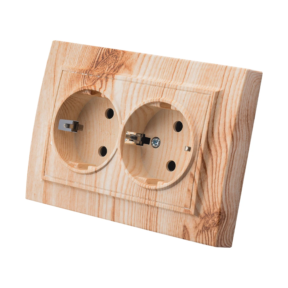 

WESA деревянная настенная розетка 16 А Стандартная Европейская электрическая розетка стандартная заземляющая розетка Встроенная заглушка огнестойкая пластиковая панель