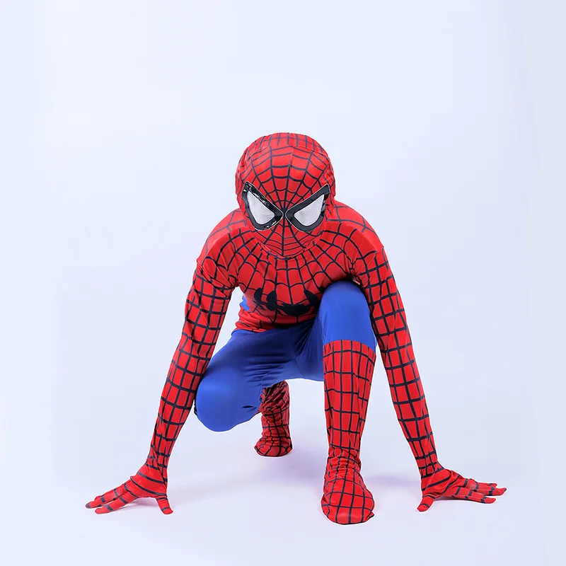 Disfraz de Spiderman para niños, traje de araña negra y roja, Disfraces de Halloween para niños, capas de superhéroes, fiesta de Navidad, superhéroe