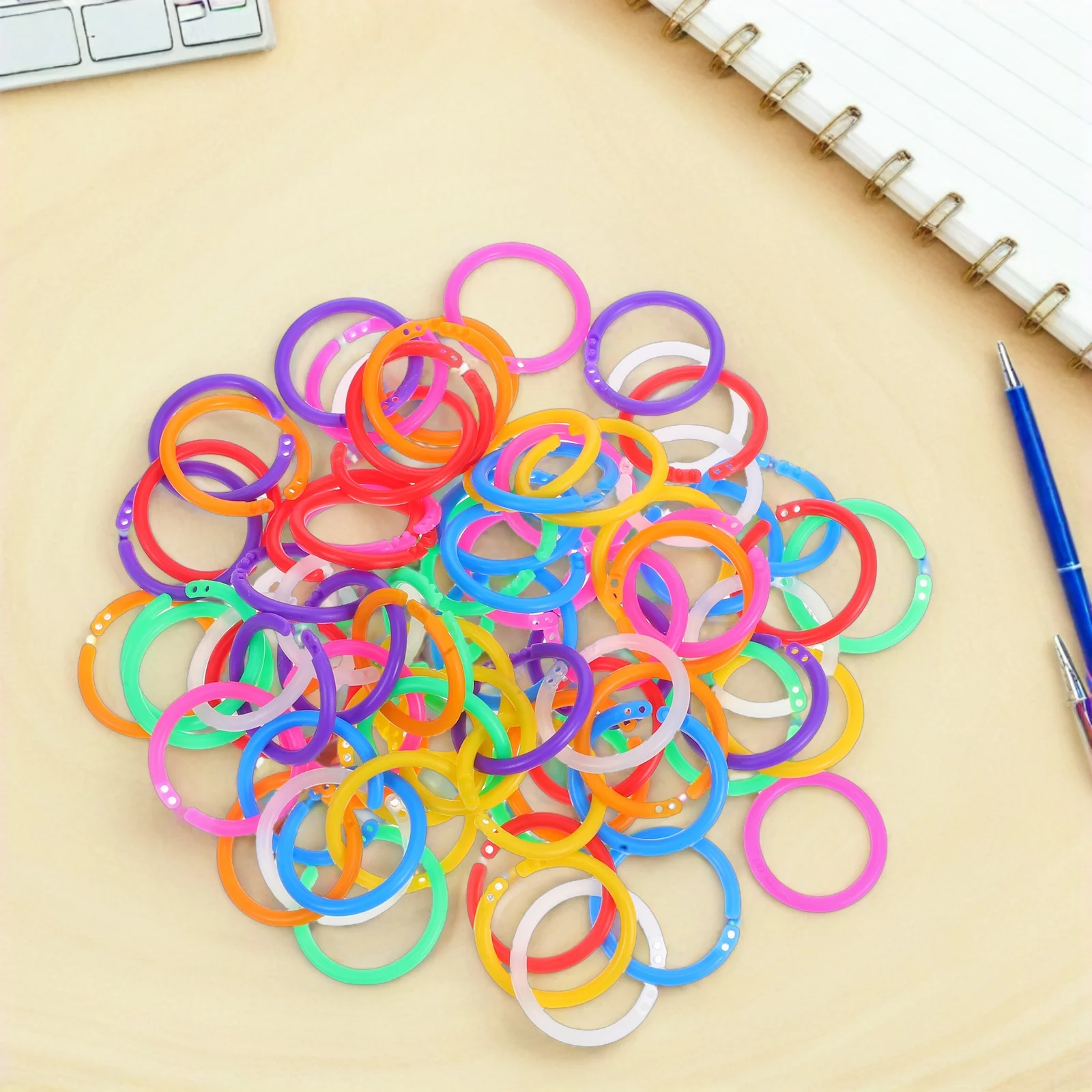 80 قطعة حلقات الموثق أوراق فضفاضة البلاستيك التعميم متعدد الألوان حلقات صغيرة لورق كرافت كتاب ملزمة المشابك البلاستيكية