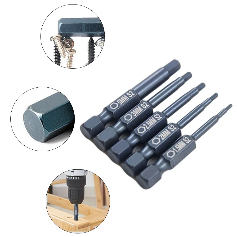 Screwdriver Bits 1PC 50mm H1.5-H5 Hex Screwdriver Bits Alloy Steel Magnetic Electric Drill Screwdriver Bits Hand Tools Hot Sale