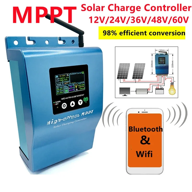

12/24/36/48V MPPT Solar Charge Controller 20A 40A Bluetooth Wifi Compatible Multi-Battery Support Lead-Acid