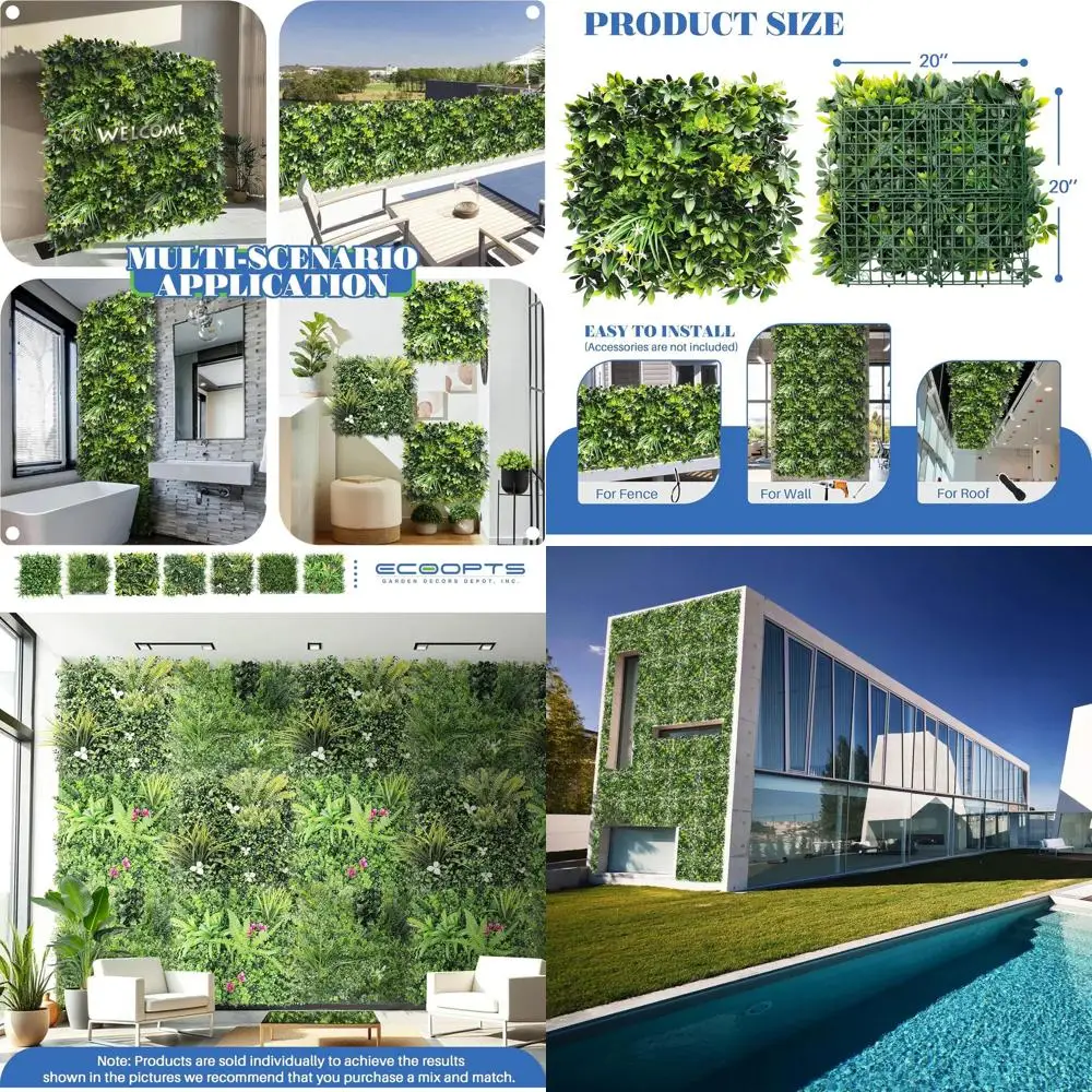 

Забор-ширма для уединения 20x20 с искусственными панелями из самшита, изготавливанными из смешанных листьев, 9 упаковок для использования в помещении или на улице