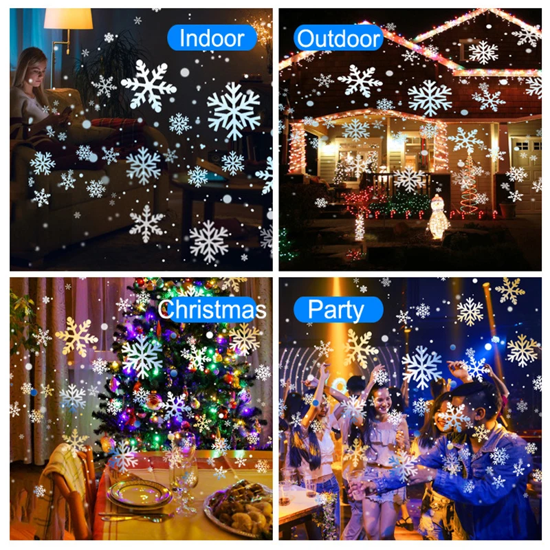 2025 New Christmas Snowfall Projector Lights Outdoor Indoor Waterproof Highlight Landscape Dynamic LED Snowflake Projection Lamp
