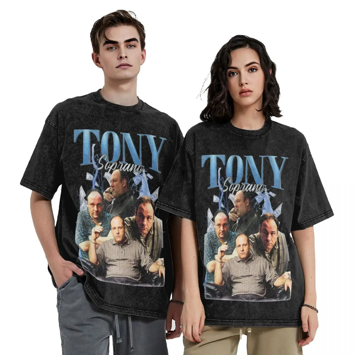 Tony Soprano T Shirt Hip Hop Washed 100% Cotton Harajuku T-Shirts Retro for Men Women Tops Streetwear Graphic Printed Tees