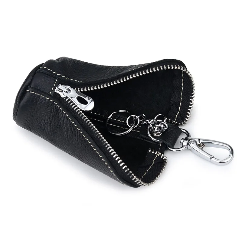 2024 Genuine Leather Keychain Men Women Key Holder Organizer Pouch Housekeeper Key Case wallet Pure Cow Split Car Long Key Bag