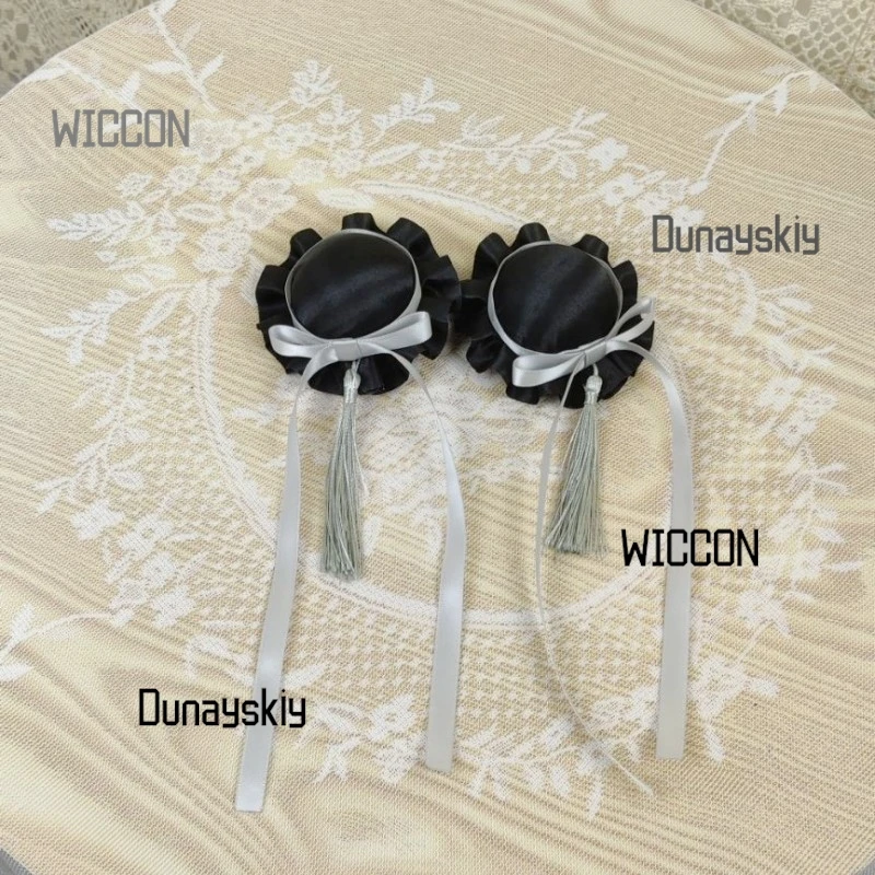 كعكة شعر لوليتا على الطراز الصيني كعكة مزدوجة كاواي مع ديكور زهور إكسسوار هاراجوكو بادي اللطيف هدية عيد الحب للهالوين