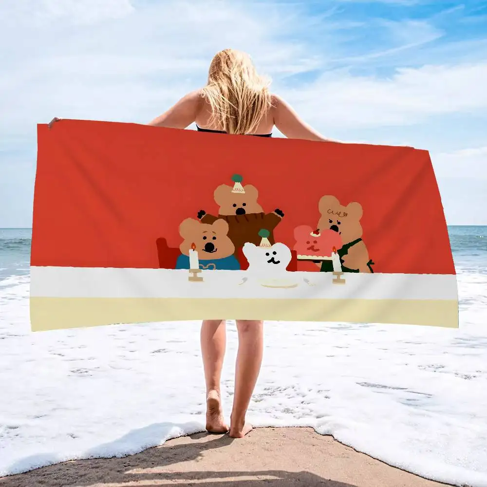 cute kawaii D-Dinotaeng Anime Beach Towel Colorful Bath Towels for Girl Microfiber Quick Dry Custom Sand Free Beach Gym Pool