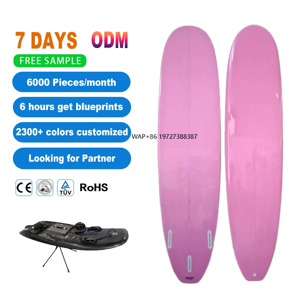 

2023 Customize Summer Wooden Sign Surfboard Water Sports Purple Long Surfboard