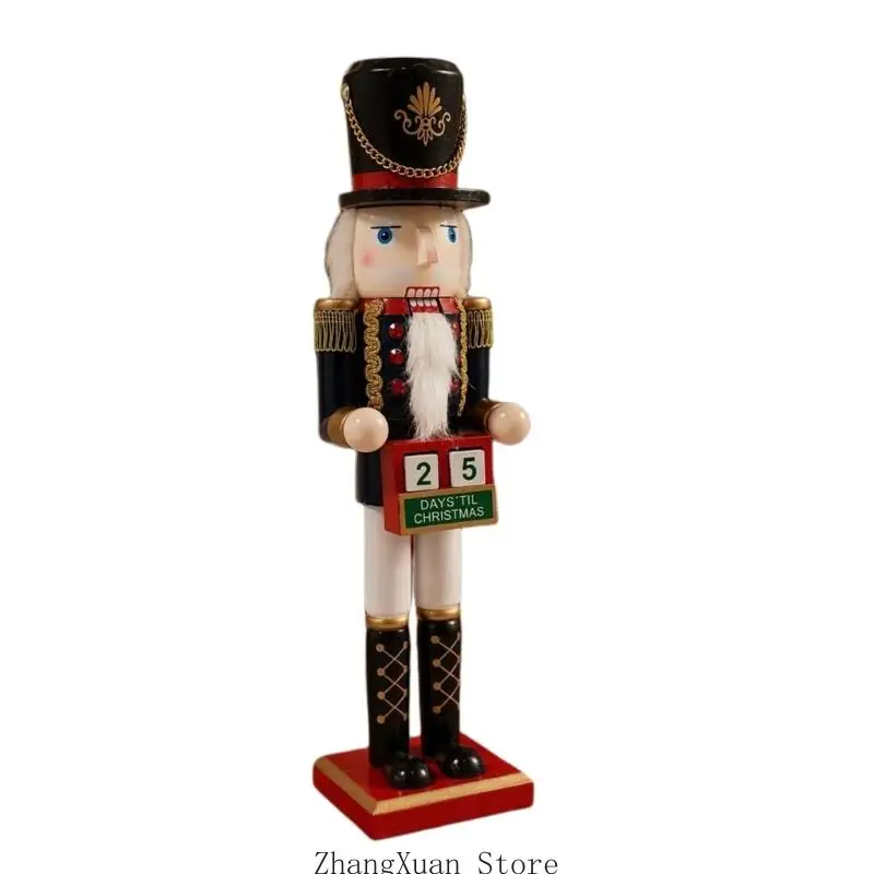 Weihnachts-Adventskalender mit Nusssoldaten aus Holz für die Regal-Tischdekoration 3XUF – Detail 4