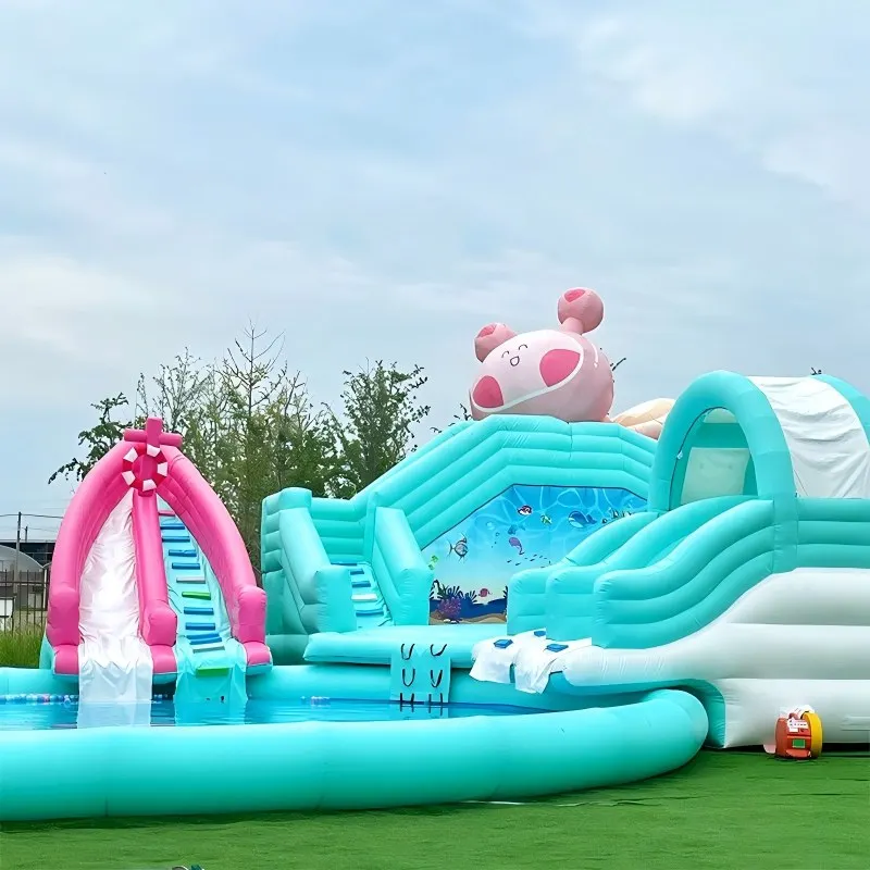 Safety Pro MANLIAN Multi-Function PVC Inflatable Slide Castle Combo Full Safety Net Blower Kit CE Certified Commercial Kids Play