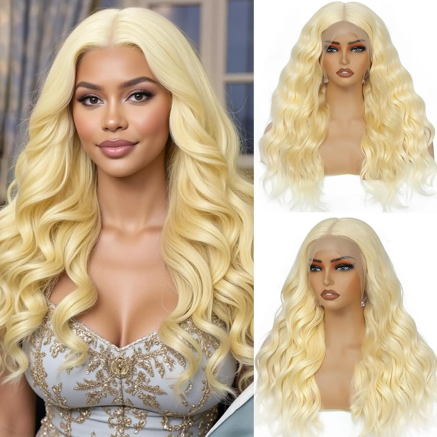 613 Lace Front Wig Human Hair 13x6 Blonde Wig Human Hair 180 Density HD Transparent Body Wave Lace Front Wigs Pre Plucked with Baby Hair(20Inch)