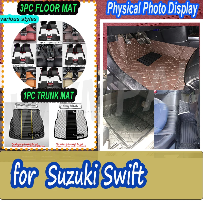 

LUXURY Leather Car Floor Mats For Suzuki Swift AZG412 413D 414 2011~ 2017 5door Waterproof Pad