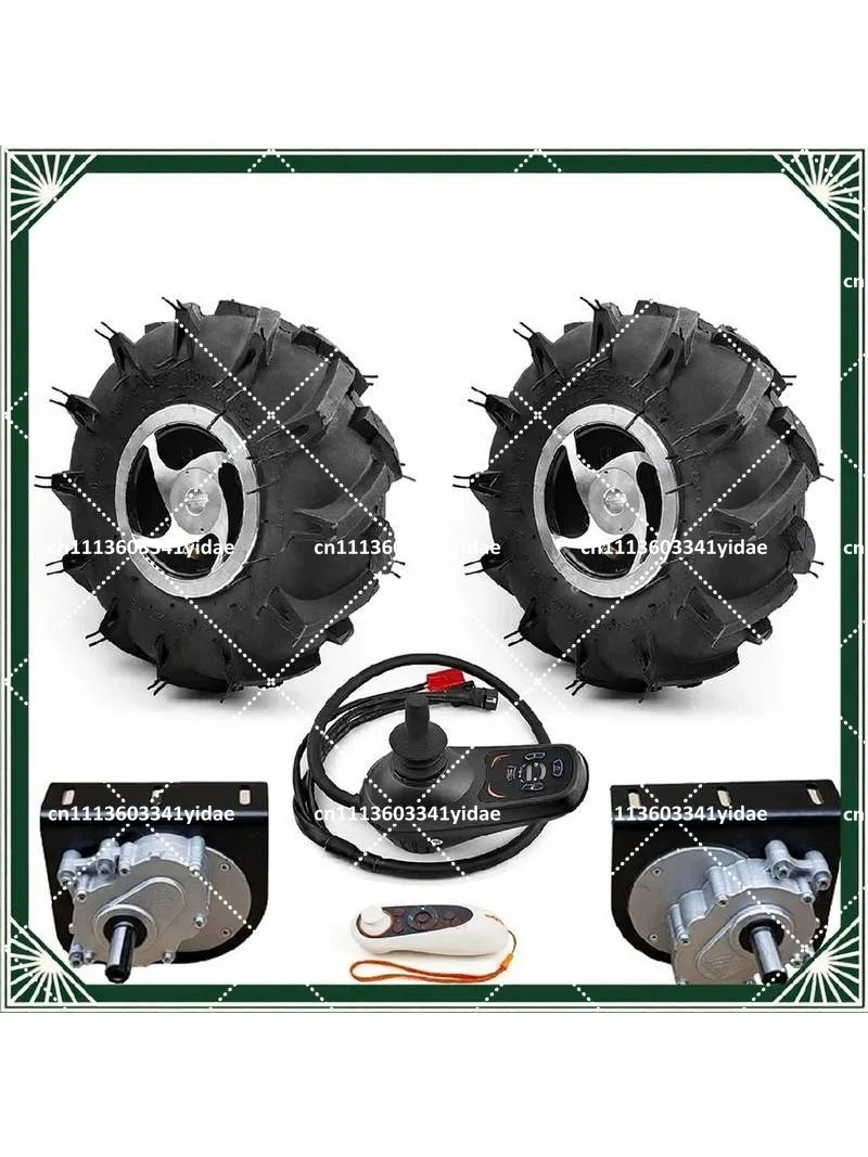 10-Inch Wheel 24V 500W Dual Drive Motor Kit Dual Drive Joystick Remote Control for Electric Trolley Wheelchair Retrofit
