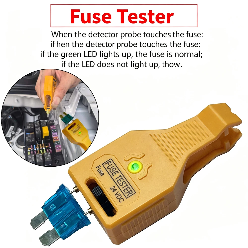 Car Blade Fuse Tester Pull Detector Fuse Fault Detector Fuse Detection Puller DC 24V ATR ATO ATC Atm Reset Fuse Removal Tool