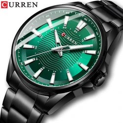 CURREN Casual Business Quartz Watches for Man Stainless Steel Band Black Wristwatches with 44 mm Dial Luminous Hands