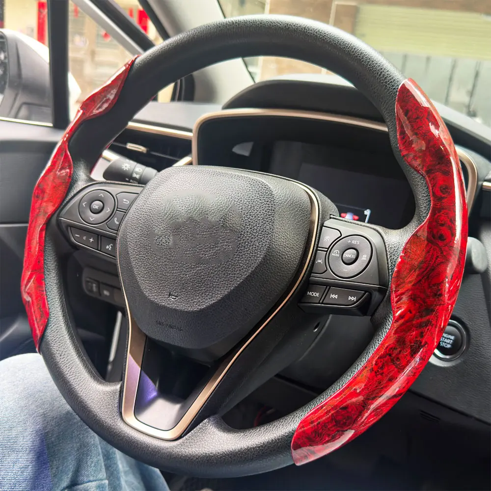 D-förmige, runde Auto-Lenkradabdeckung, Pfirsich-Holzmaserung, Retro-Stil, modifiziertes Lenkrad-Styling, rutschfestes Zubehör 2025 – Detail 2