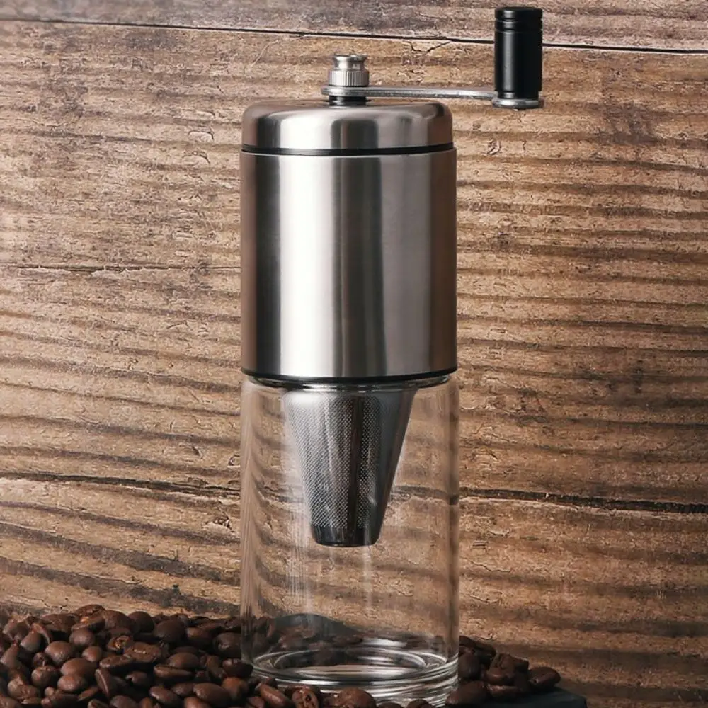 

2 in 1 Hand-cranked Coffee Grinder with Filter Manual Travel Coffee Mill Adjustable Coarseness Ceramic Grinding Core