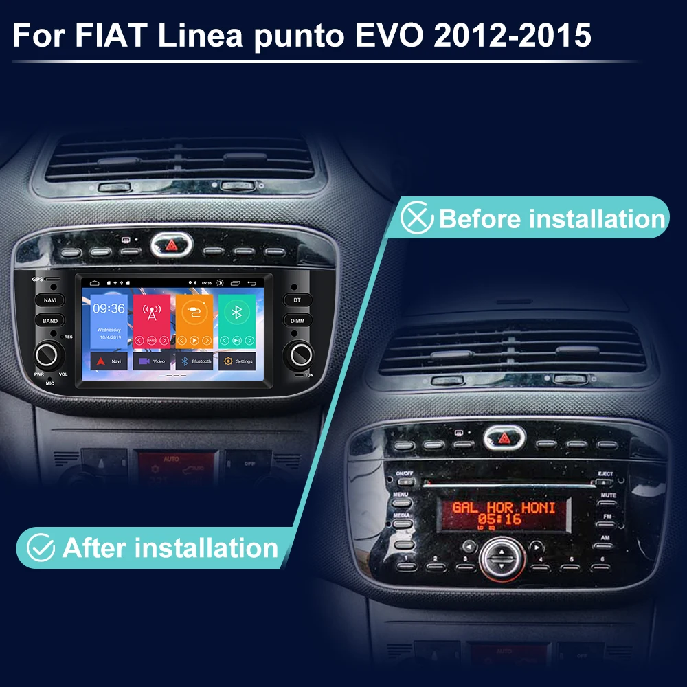 For Fiat Linea Punto EVO 2012-2015 Android car radio stereo screen Wired Carplay MirrorLink Bluetooth GPS Navigation FM radio