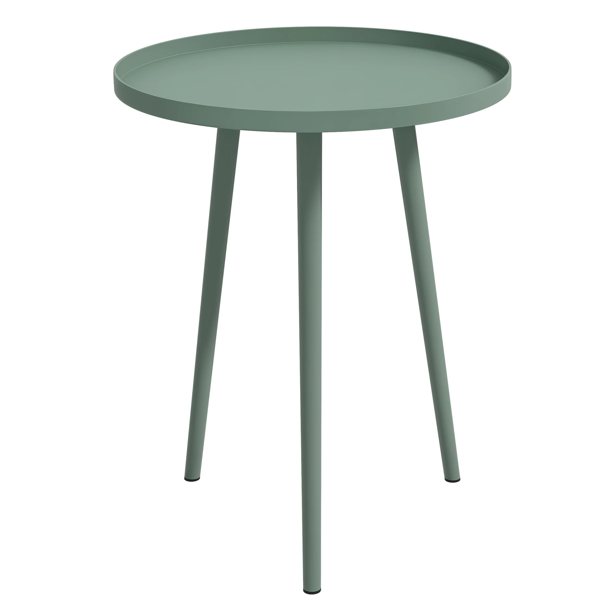 Mesa de centro redonda para jardín, mesa auxiliar para exterior con borde de acero, Ø40 x 50H cm, color verde