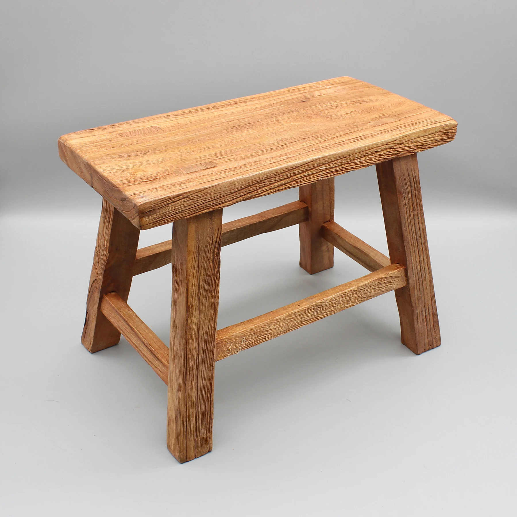 Newly Made Solid Wooden Stool, Elm Hardwood, Rustic Finishing, Kids Chair, Mortise and Tenon Jointed