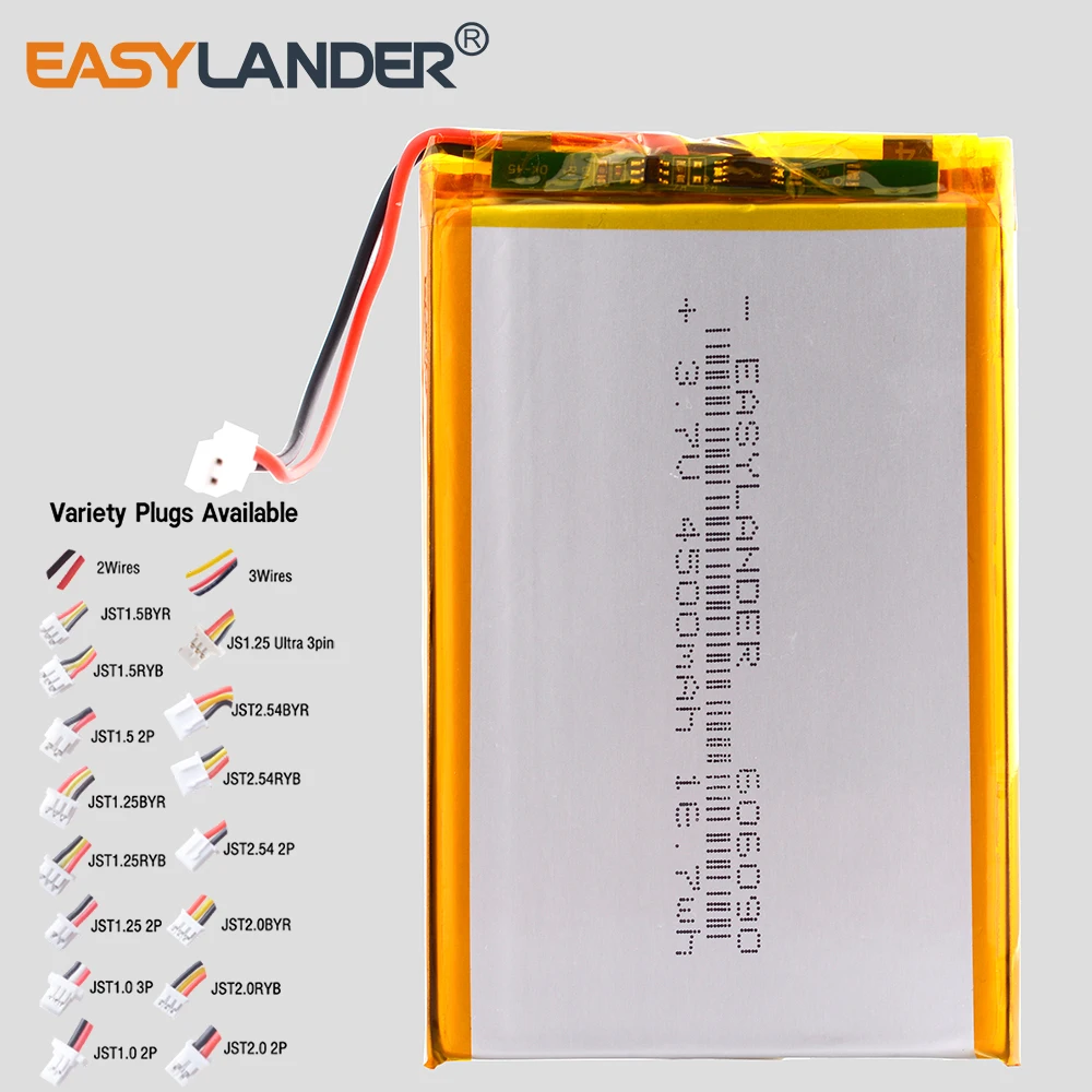 PH2.0mm 2P ZH1.5 2Pin XH2.54 2Pin 606090 3.7V 4500mAh Rechargeable Lithium Polymer Battery Lipo Batteries