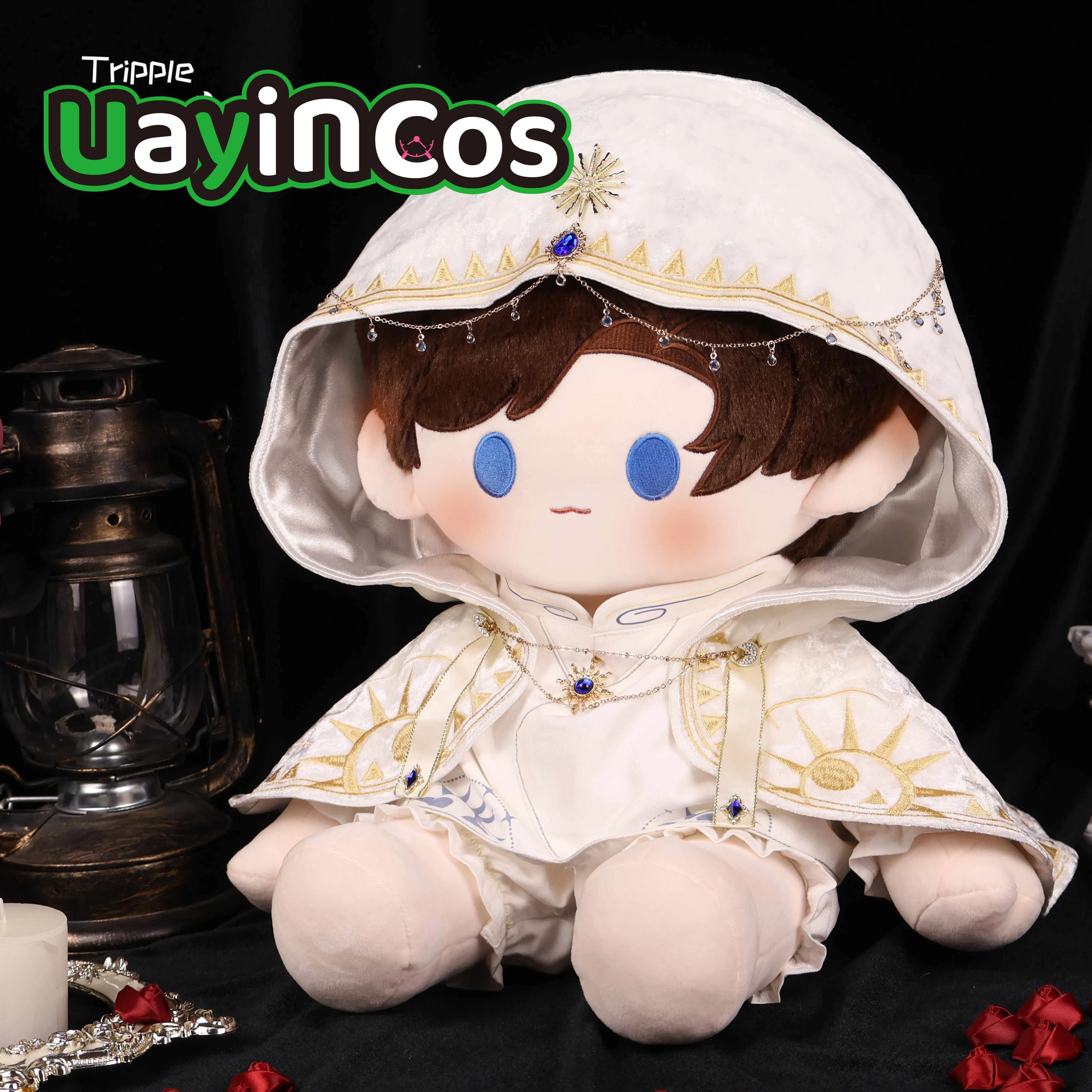 

40cm Doll Clothes White Father Church Cross Cloak Leather Belt Suit Stuffed Plushies Plush Doll Accessories Anime Toy Kids Gift