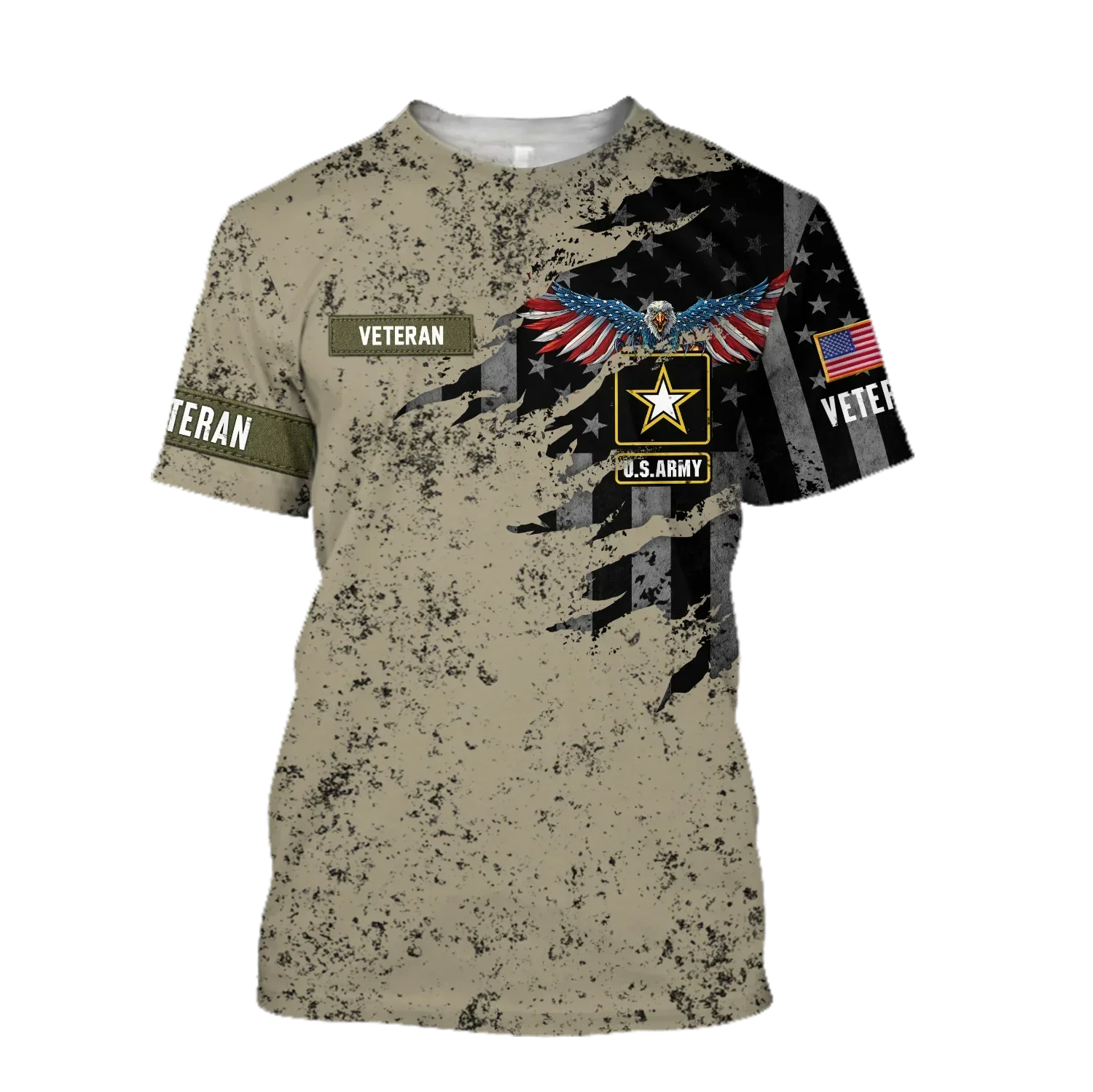 Summer Casual Fashion The Latest US Marine Corps Suit Soldier Camouflage 3D Printed Street Men's Short-sleeved Crewneck T-shirt