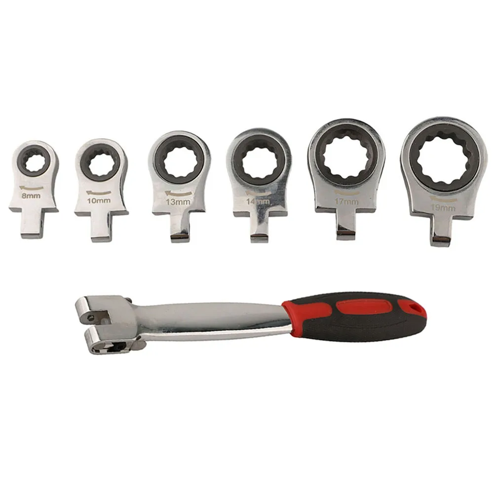 

7pcs Ratchet Wrench Combination Tool Set with Interchangeable Heads Quick Ratchet Mechanism for Easy Adjustment and Repair Work