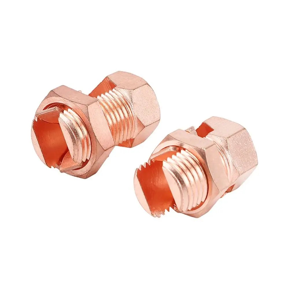 Antenna Grounding Connector Copper Split Bolt Connector Rose Gold Copper Bolt Clamp Wire Clips Cable