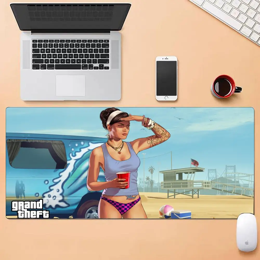 لوحة ماوس أوتوماتيكية من Game GTA Grand Theft مقاسات متعددة كبيرة مربعة للكمبيوتر المكتبي، مفارش طاولة ألعاب مطاطية مضادة للانزلاق #5