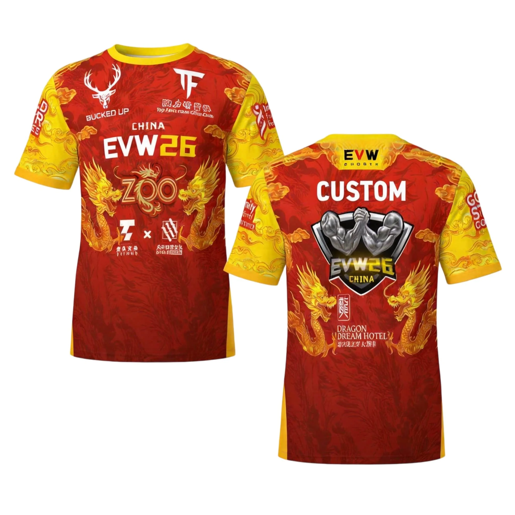 EVW 26 T-Shirt mit chinesischem Drachen-Armwrestling-Motiv – atmungsaktives, schnelltrocknendes Sport-T-Shirt für Männer und Fans (Sommer/Familien-Outfit) – Detail 4
