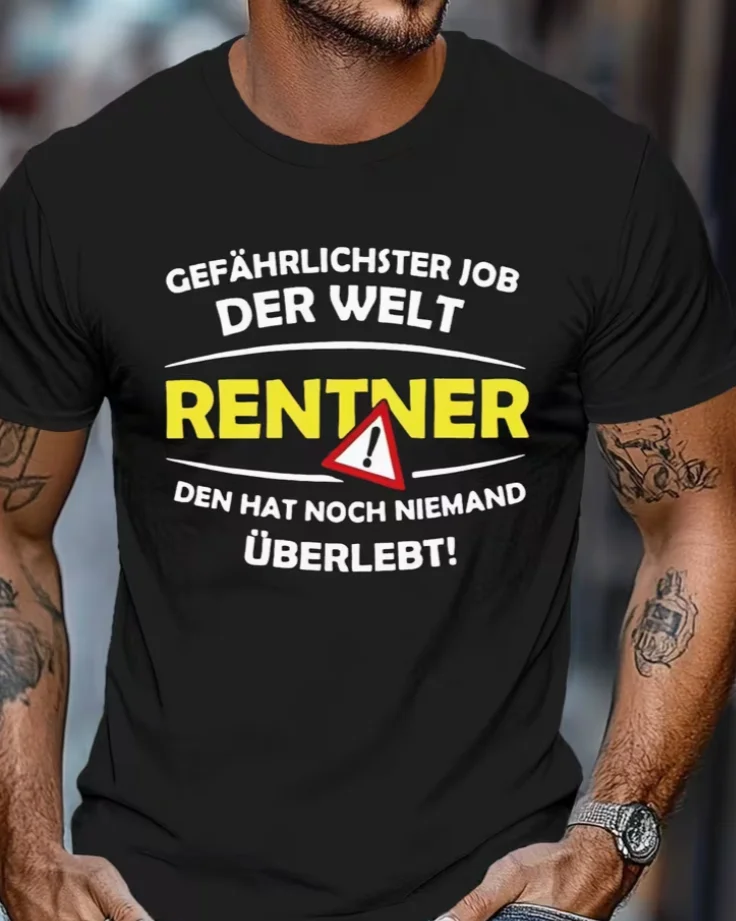 Lustiges deutsches T-Shirt mit Ruhestandsproberedichten, Crinkle Plus Size Herren-T-Shirt, PLUS SIZE