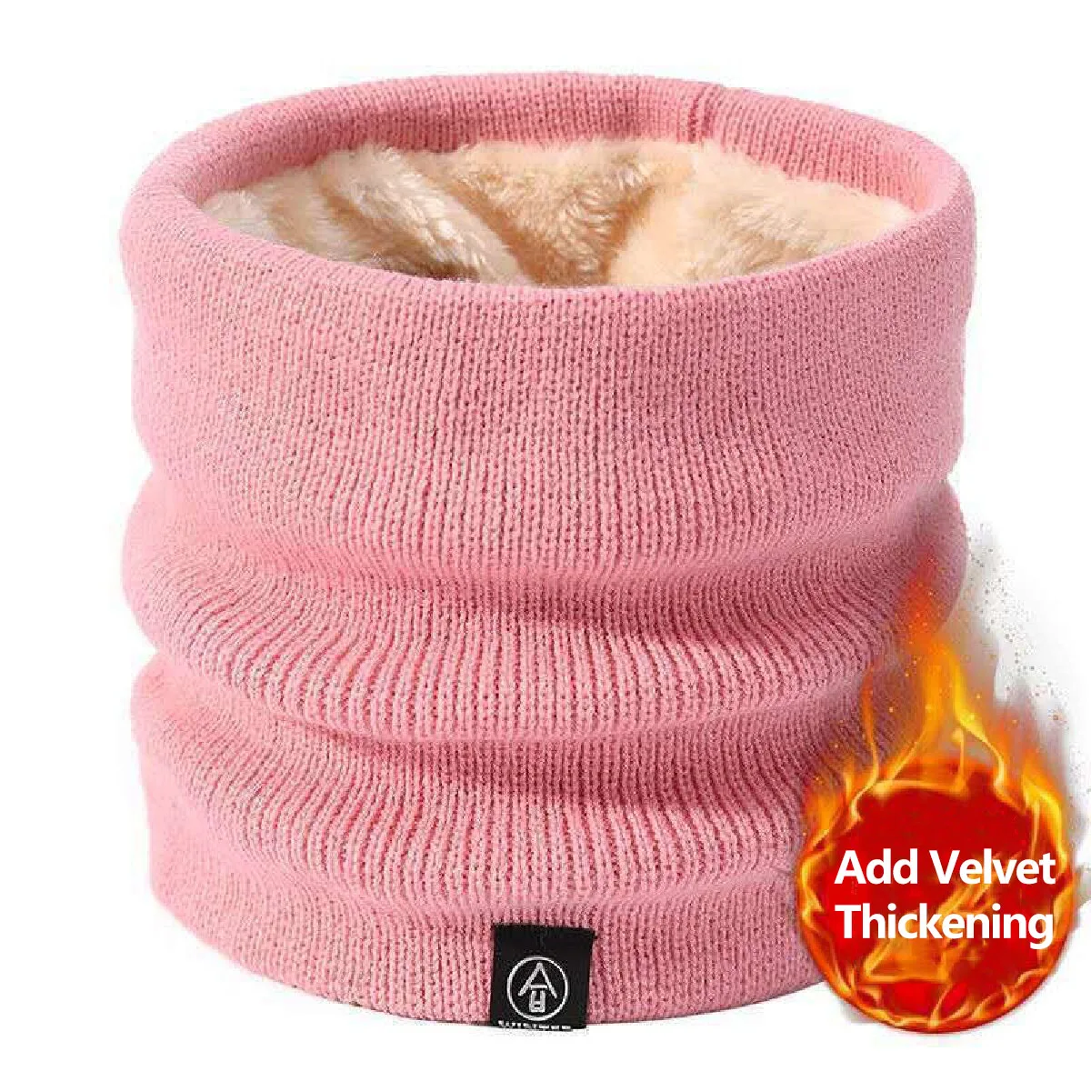 Solid Winter Plush Muffler Woolen Knitting for Women Fleece Ring Bandana Scarf Neck Warmer Buff Thick Cashmere Headband Ski Mask