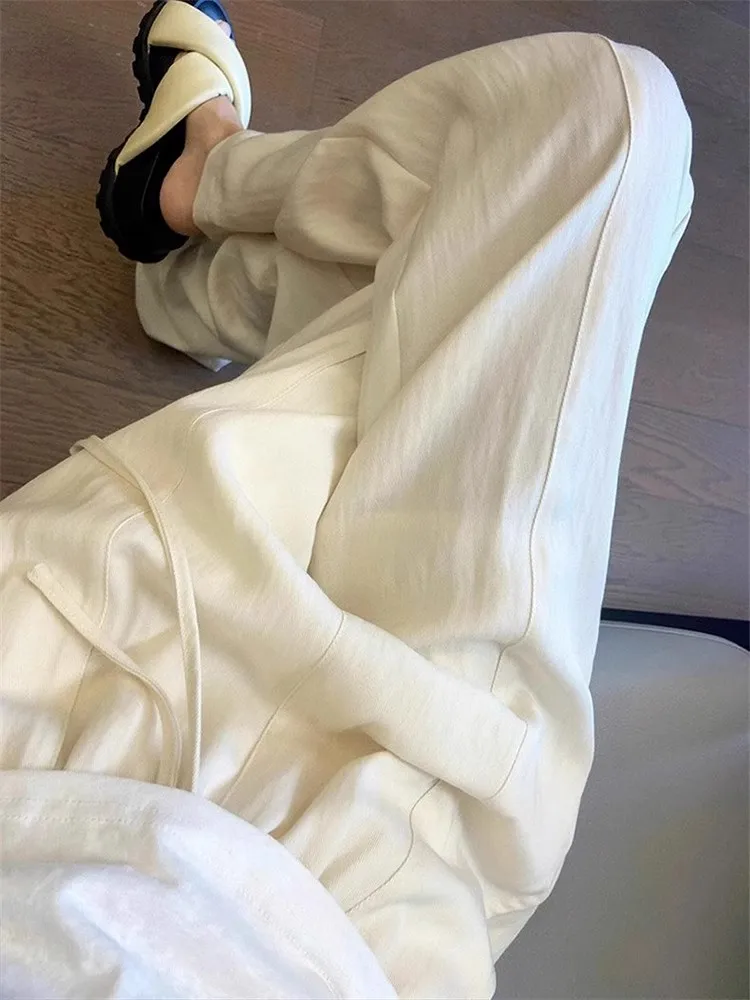 

White Ice Silk Drapey Casual Pants Women's Summer Thin High Waist Loose Straight Leg Casual Pants Korean Style Commute Wind