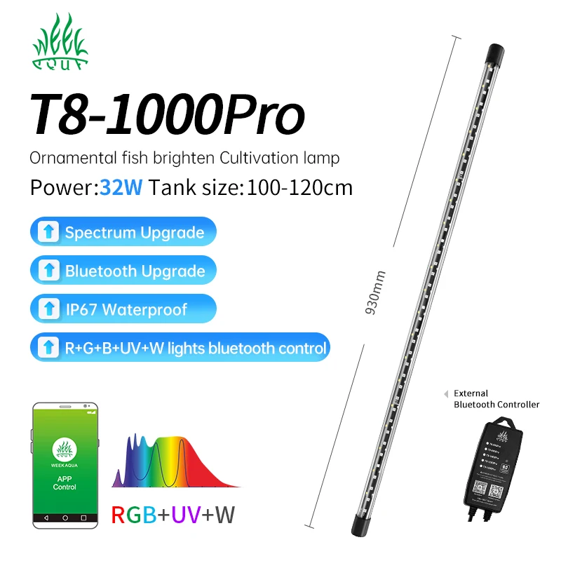 Week Aqua T8 Tube 55-145cm Arowana Tanning Light IP68 Waterproof