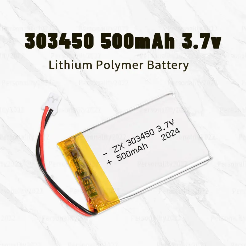 

Lipo 3.7V 303450 Li-polymer Battery 500mAh Li Po Lithium Batteries Rechargeable Li-ion Cell for DVD Driving Recorder GPD Monitor