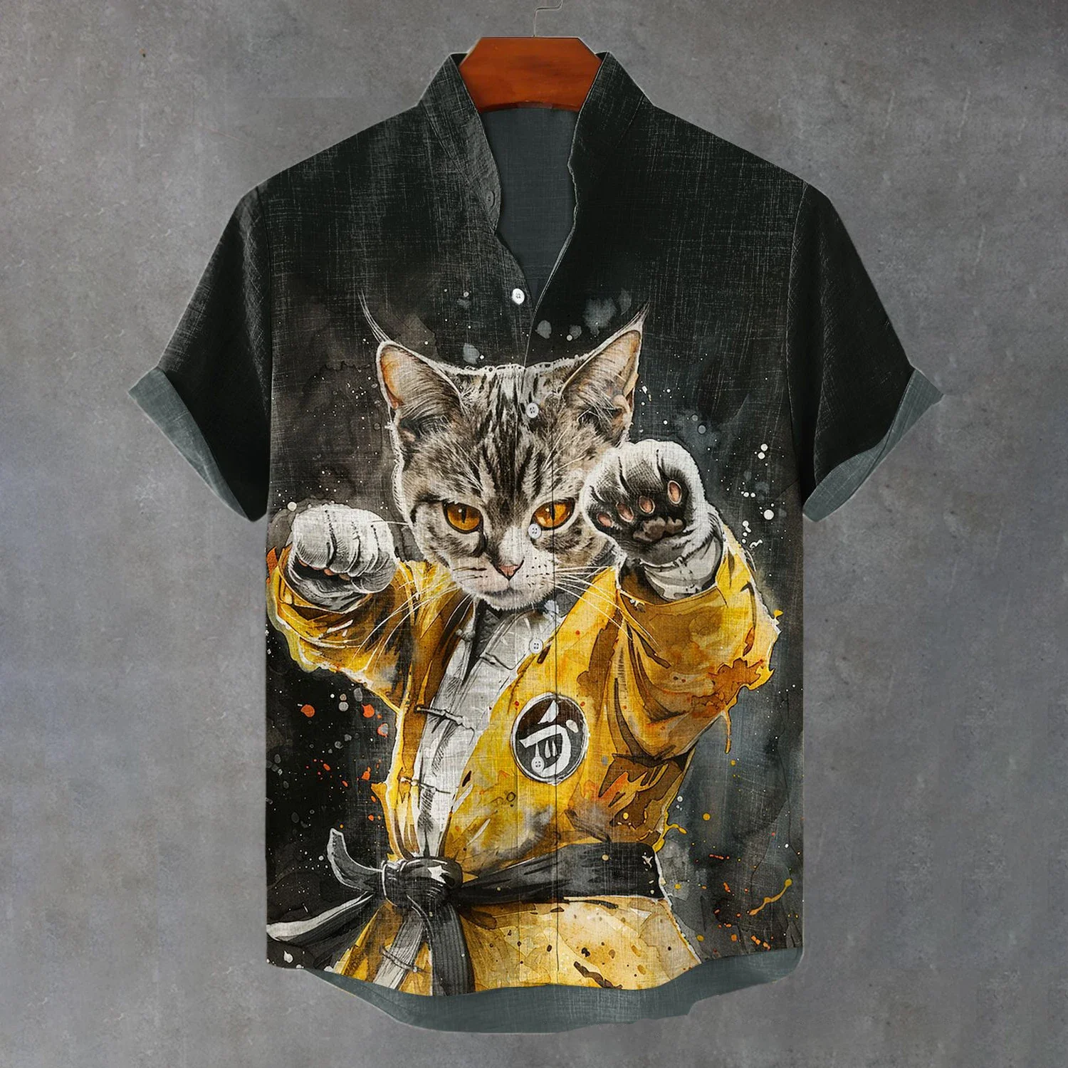 

Spring and summer cross-border T-shirt European and American hip-hop cat print men's short-sleeved sports T-shirt tops 2024