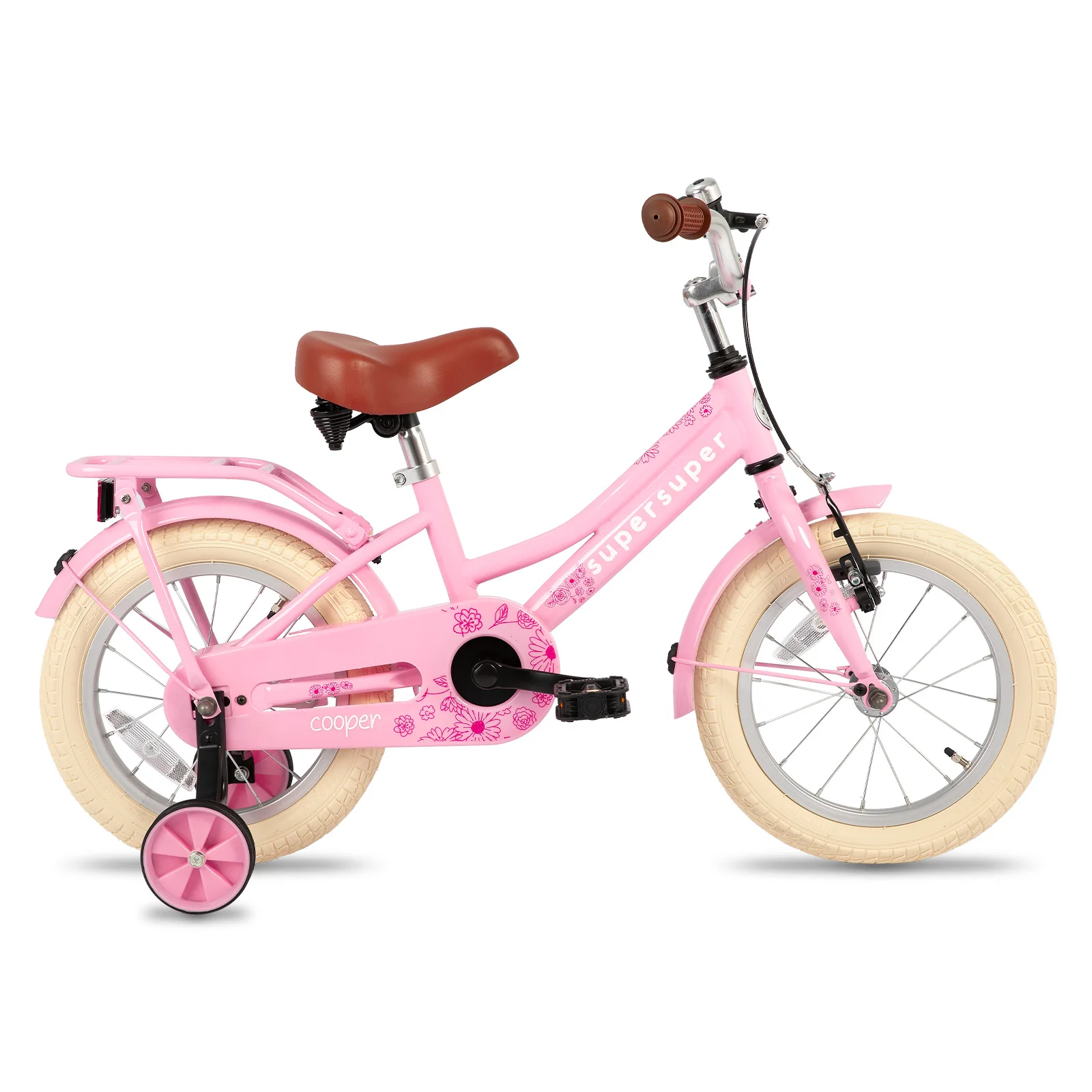 JOYSTAR fiets voor peuters en kinderen van 2-12 jaar, 12" 14" 16" kinderfiets met zijwieltjes, 20 inch fiets met standaard, roze