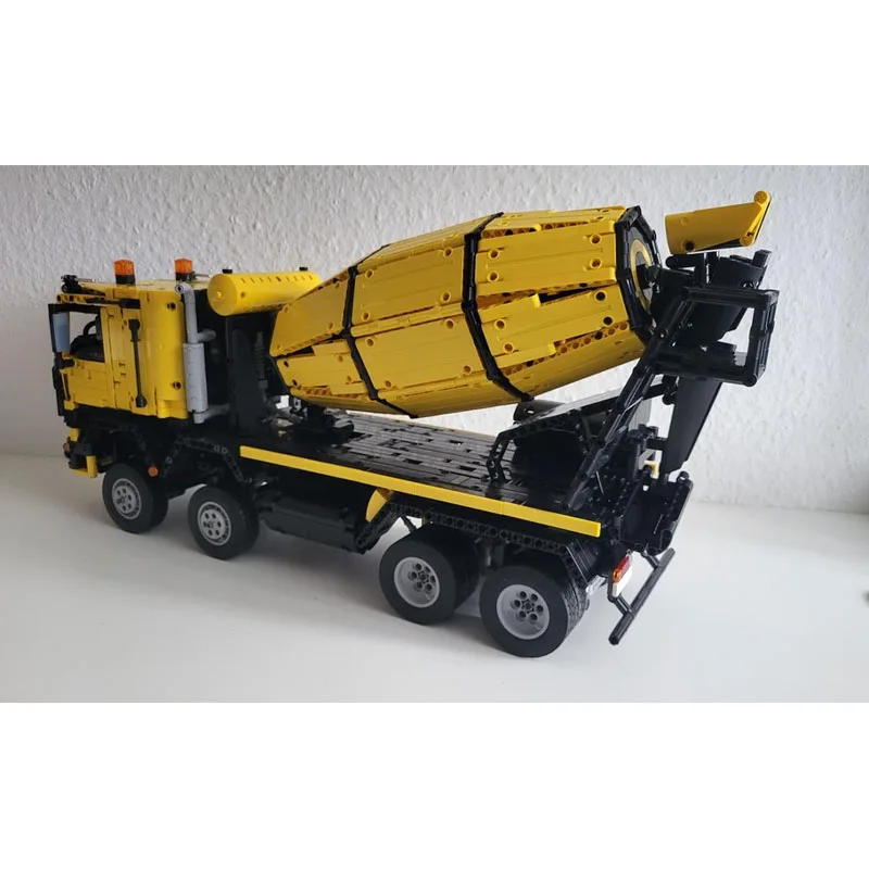 MOC-152688 novo modelo urbano blocos de construção de caminhão misturador de concreto, 3075 peças, presente de brinquedo de natal de aniversário para meninos e crianças