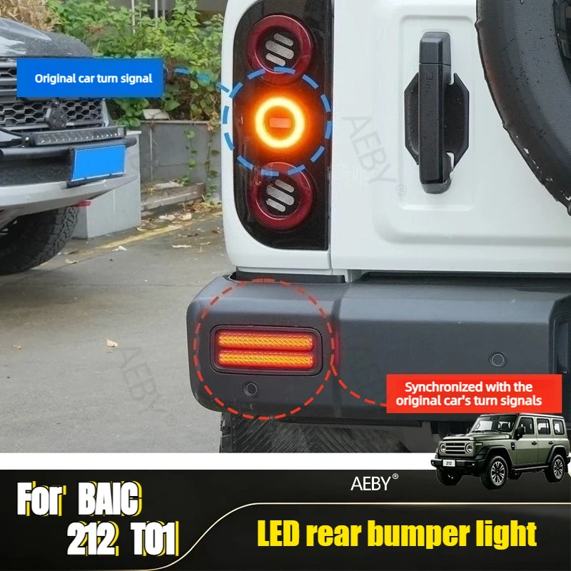 AEBY For BAIC 212 T01 LED Rear Bumper Fog Light Sync Turn Signal Sequential Tail Lamp Off-Road, Exterior Accessory