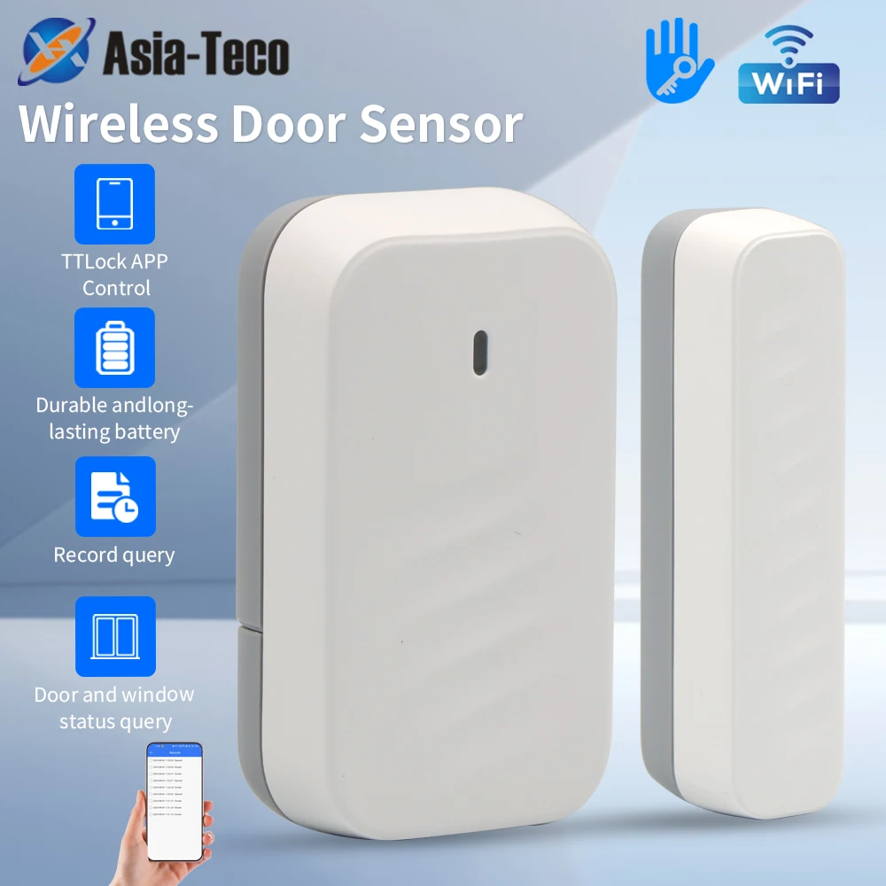 2.4G WIFI TTLOCK Wireless Magnetic Door Sensor  Coding Mode for TTLOCK Locks Security Alarm System Home Burglar Alarm Kits