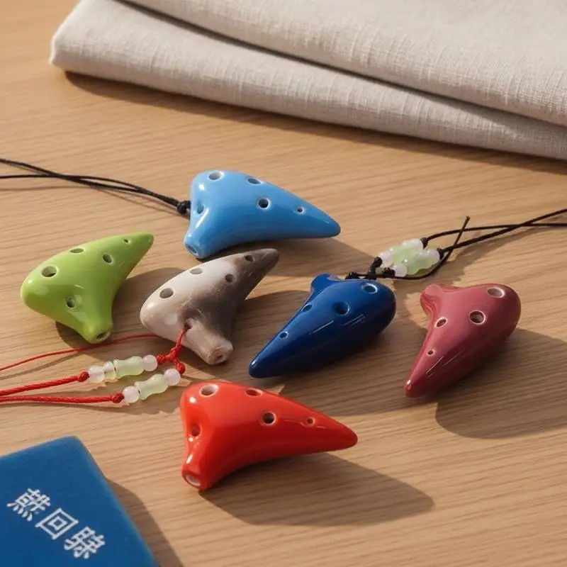 Mini 6-Loch Alto C Halsketten-Ocarina aus schwarzer Keramik, langlebiges Blasinstrument als Geburtstags- oder Weihnachtsgeschenk – Detail 4