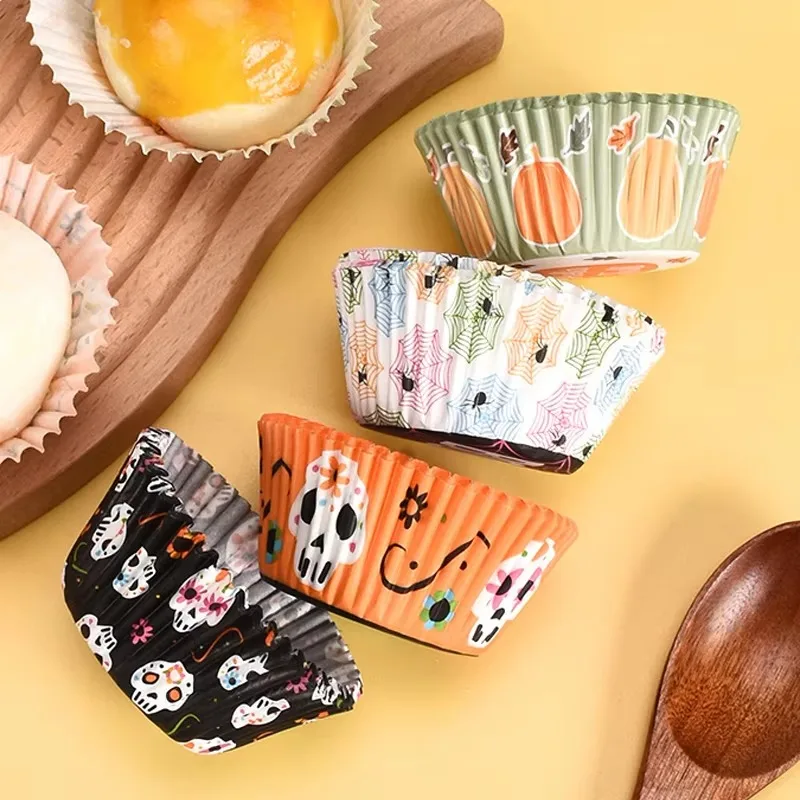 100Pcs Halloween Cupcake Decor  Pumpkin Ghost Cupcake Wrap Cupcake Happy Halloween Theme Birthday Party Cupcake Decorations